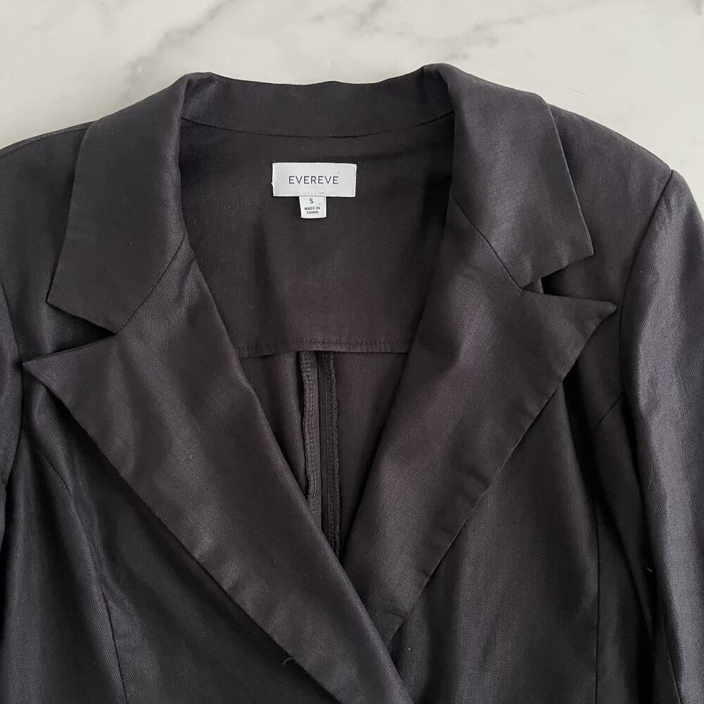 Evereve Brandi Linen Blazer Black Sz Small minimalist casual Chic classic Jacket - Picture 6 of 10
